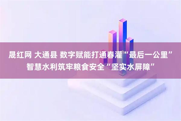 晟红网 大通县 数字赋能打通春灌“最后一公里”智慧水利筑牢粮食安全“坚实水屏障”